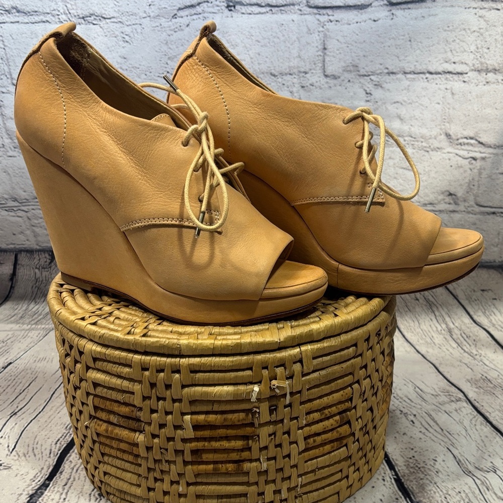 rag & bone Camel Lace-Up Wedge Sandals
